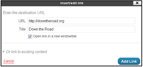 how to insert a link in wordpress