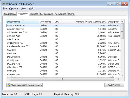 closed windows explorer in task manager